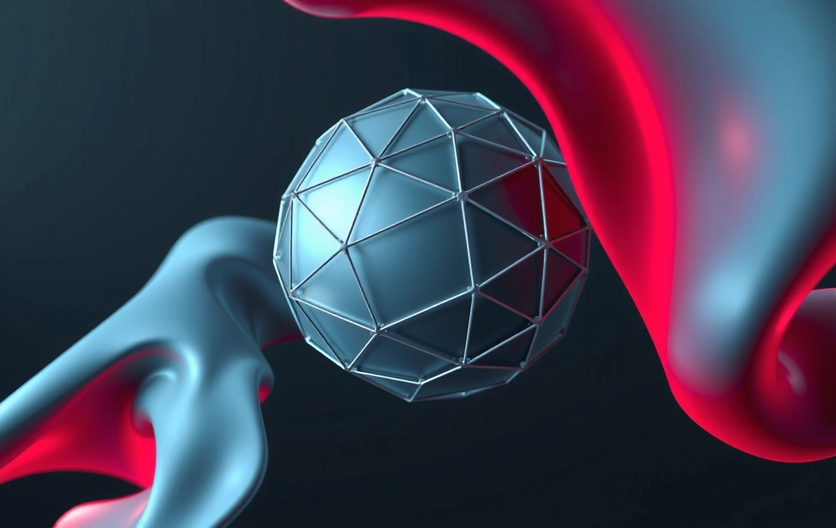 Abstract wireframe and organic geometry render